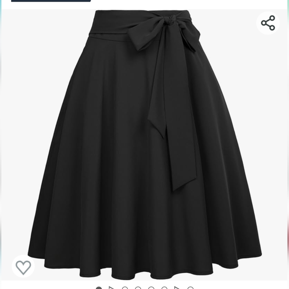 High waist A-line black shirt with pockets and bow